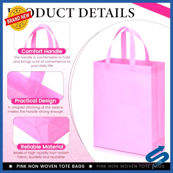 80 Pack Large Reusable Tote Bags Bulk Non Woven Grocery Storage